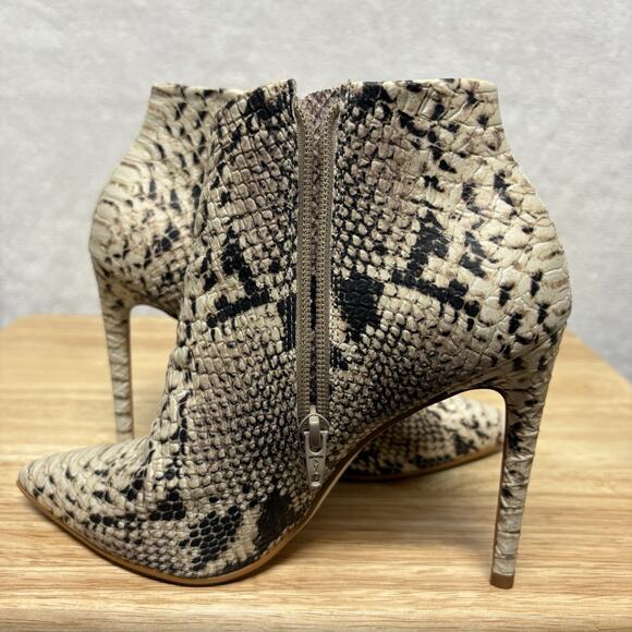 Steve Madden Decoy Snakeskin Side Cut Out Pointed Toe Stiletto Bootie Size 7.5 - Picture 7 of 13
